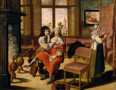 Zmysł dotyku, ok. 1635, Abraham Bosse (1604-1676), po obrazie z serii 5 nieznanego artysty, Francja autorstwa Abraham Bosse
