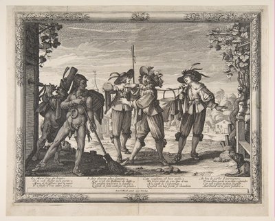 Gorący kociołek niesiony nowożeńcom, czyli rakieta, ok. godz. 1633. autorstwa Abraham Bosse