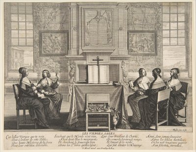 Rozmowa Mądrych Dziewic, ca. 1635. autorstwa Abraham Bosse