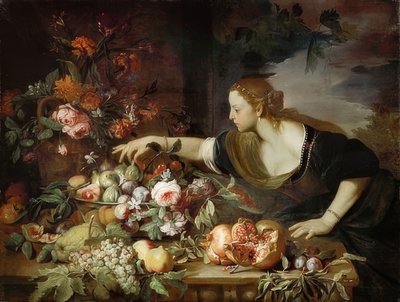Kobieta z kwiatami i owocami. 1669 autorstwa Abraham Brueghel