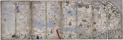 Cztery liście welinu Atlasu Katalońskiego, 1375 autorstwa Abraham Cresques