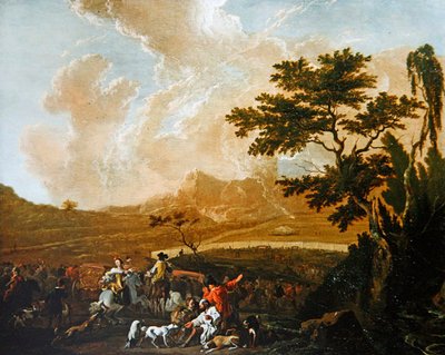 Polowanie (olej na panelu) autorstwa Abraham Danielsz. Hondius