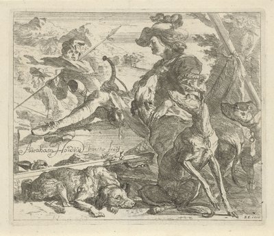 Myśliwy z psami Różne zwierzęta (tytuł serii) autorstwa Abraham Danielsz. Hondius