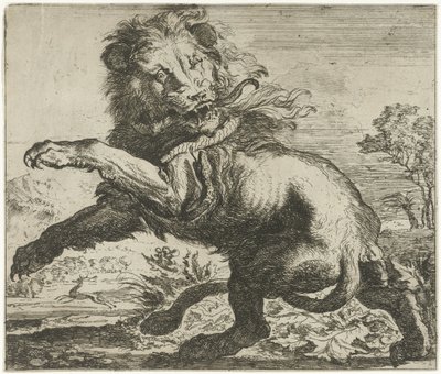 Walka z lwem i wężem Różne zwierzęta (tytuł serii) autorstwa Abraham Danielsz. Hondius