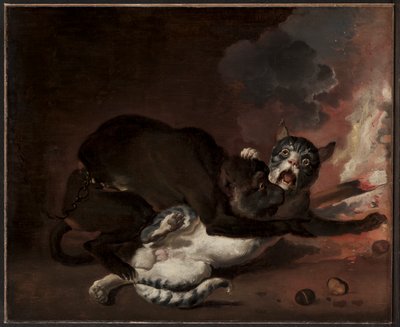Małpa i kot, prawdopodobnie lata 70. XVII w. (olej na płótnie) autorstwa Abraham Danielsz. Hondius