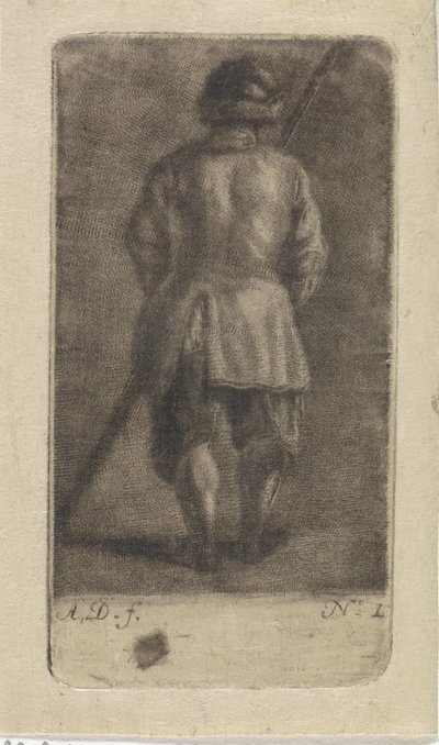 Mężczyzna z kijem, widziany od tyłu autorstwa Abraham Delfos