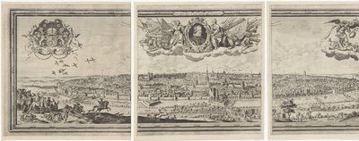 Gezicht op Brussel, standinge uit drie delen Bruksela, najszlachetniejsze miasto Brabancji w 1640 r autorstwa Abraham Dircksz. Santvoort
