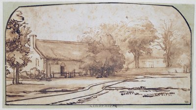 Pejzaż z domem chłopskim, lata 40. XVII w. (długopis i brązowy tusz na papierze) autorstwa Abraham Furnerius