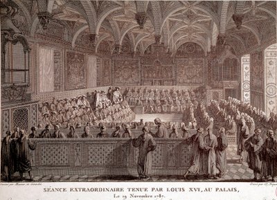 Pierwsza Rewolucja Francuska: Nadzwyczajna sesja Ludwika XVI (1754-1793) w Pałacu Wersalskim, 19 listopada autorstwa Abraham Girardet
