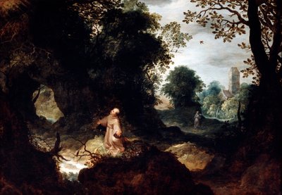 Skalisty krajobraz ze św. Franciszkiem, początek XVII w. autorstwa Abraham Govaerts