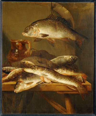 Martwa natura z karpiem ... autorstwa Abraham Hendricksz van Beyeren