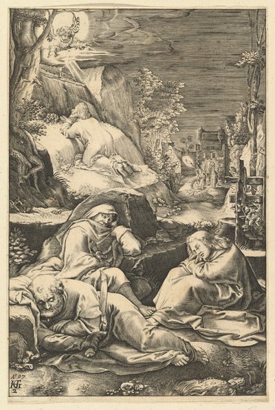 Agonia w Ogrodzie, z Męki Pańskiej, ca. 1598-1653. autorstwa Abraham Hogenberg