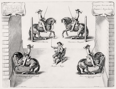 Ilustracja z podręcznika jeździeckiego, grawerowana przez Peetera Clouweta (1629-70), 1658 autorstwa Abraham Jansz. van after Diepenbeeck