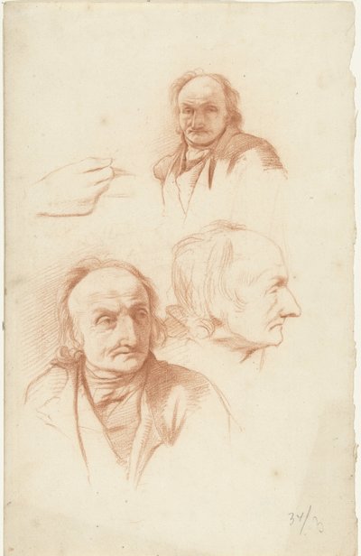 Trzy studia głowy i ręki starca autorstwa Abraham Johannes Ruytenschildt