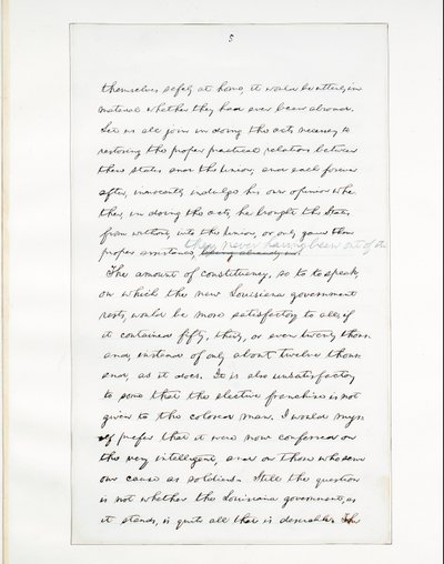Autograf rękopisu ostatniego przemówienia Lincolna jako prezydenta, wygłoszony w Waszyngtonie, z okna Białego Domu wieczorem 11 kwietnia autorstwa Abraham Lincoln