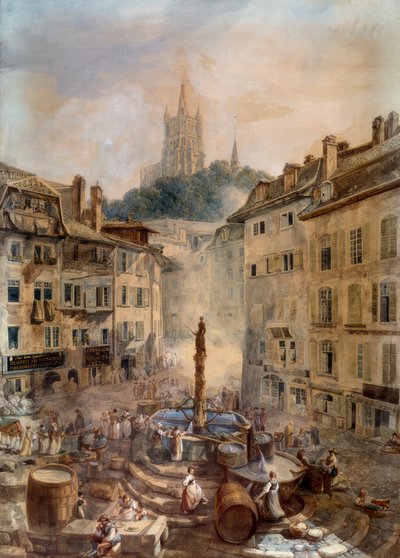 Place de la Palud autorstwa Abraham Louis Rodolphe Ducros