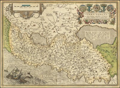 1584 mapa - Terra Sancta, a Petro Laicstain perlustrata, et ab eius ore et schedis a Christiano Schrot in tabulam redacta autorstwa Abraham Ortelius