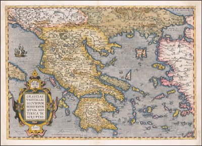 Mapa Grecji i Morza Egejskiego z 1584 r. autorstwa Abrahama Orteliusa autorstwa Abraham Ortelius