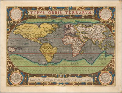 Abraham Ortelius Typus Orbis Terrarum Publikacja Antwerpia 1598 r. autorstwa Abraham Ortelius