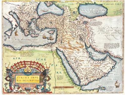 Chorwacja, Rumunia, Bośnia i Hercegowina, Serbia, Bułgaria, Czarnogóra, Kosowo, Albania, Macedonia, Grecja, Turcja, południowa Rosja, Gruzja, Azerbejdżan, Armenia, Iran, Irak, Syria, Liban, Izrael, Jordania, Arabia Saudyjska, Kuwejt, Katar, Bahrajn, Zjedno autorstwa Abraham Ortelius