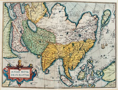 Opis kontynentu azjatyckiego, mapa geograficzna z „Teatru Świata” autorstwa Abraham Ortelius
