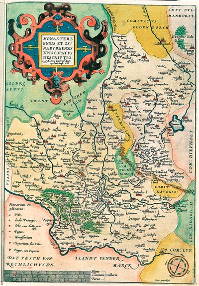 Wschodnia Francja: episkopat Monasteriensis i Osnaburgensis Opis Mapa geograficzna Frankonii w Niemczech z „Theatrum of the World” Abrahama Orteliusa (Oertel, Ortell lub Ortel autorstwa Abraham Ortelius