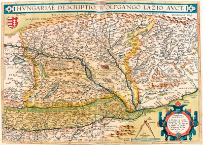 Opis węgierski, Wolfgango Lazio Auct. Mapa geograficzna terytorium Węgier z „Theatrum Orbis Terrarum” Abrahama Orteliusa (Oertel, Ortell lub Ortel autorstwa Abraham Ortelius