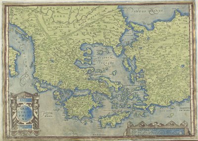 Mapa Grecji Graecia, Sophiani (tytuł na obiekcie) autorstwa Abraham Ortelius