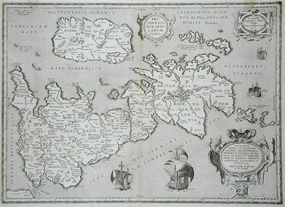 Mapa Wielkiej Brytanii i Irlandii autorstwa Abraham Ortelius