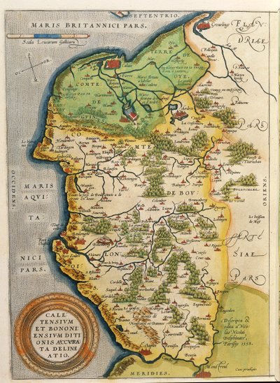 Mapa obszaru Calais z Theatrum Orbis Terrarum autorstwa Abrahama Orteliusa autorstwa Abraham Ortelius