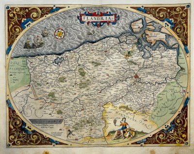 Mapa Flandrii, z Theatrum Orbis Terrarum autorstwa Abrahama Orteliusa autorstwa Abraham Ortelius