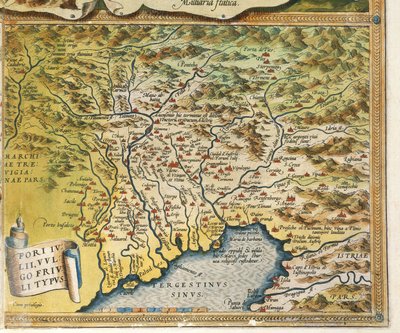 Mapa regionu Friuli Venezia Giulia, z Theatrum Orbis Terrarum autorstwa Abrahama Orteliusa autorstwa Abraham Ortelius