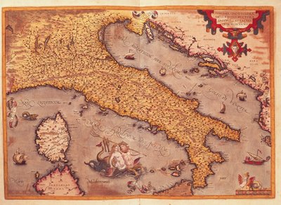 Mapa Włoch z Theatrum Orbis Terrarum, autorstwa Abrahama Orteliusa autorstwa Abraham Ortelius