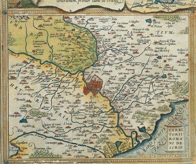 Mapa regionu Lacjum z Teatru Świata Abrahama Orteliusa autorstwa Abraham Ortelius