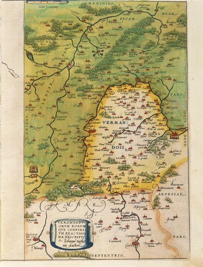 Mapa Vermandois z Teatru Świata Abrahama Orteliusa autorstwa Abraham Ortelius