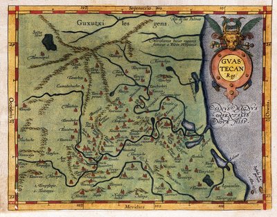 Mapa Zatoki Meksykańskiej (Guastecan), z wyprawy Hernando de Soto w 1570 r. (rycina) autorstwa Abraham Ortelius