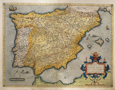 Mapa Półwyspu Iberyjskiego z Theatrum Orbis Terrarum autorstwa Abrahama Orteliusa autorstwa Abraham Ortelius