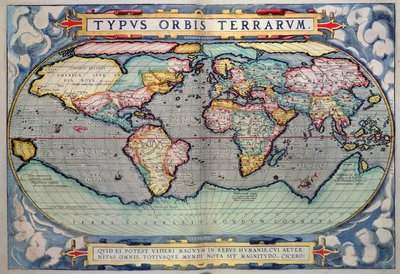 Mapa świata z „Theatrum Orbis Terrarum”, Antwerpia autorstwa Abraham Ortelius