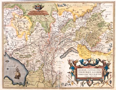 Holandia (prowincje: Holandia Północna, Flevoland, Overijssel, Gelderland, Limburg), Niemcy (kraje związkowe: Dolna Saksonia, Nadrenia Północna-Westfalia) autorstwa Abraham Ortelius