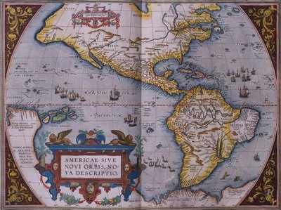 Mapa Orteliusa Nowego Świata autorstwa Abraham Ortelius