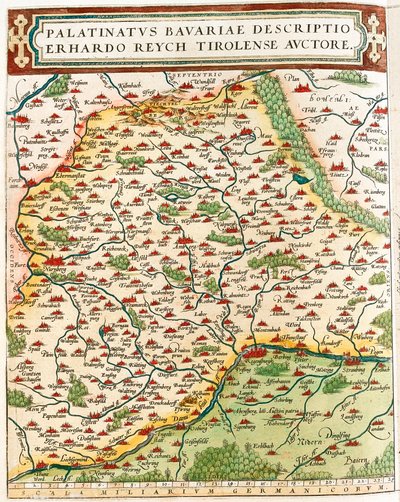 Palatynat Bawarii Mapa geograficzna terytorium Baviere w Niemczech z „Theatrum of the World” Abrahama Orteliusa (Oertel, Ortell lub Ortel autorstwa Abraham Ortelius