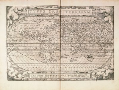 Planisphere z Theatrum Orbis Terrarum Abrahama Orteliusa, wydrukowany w Antwerpii autorstwa Abraham Ortelius