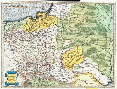 Polska, Litwa (okręgi: Kłajpeda, Taurogi, Kowno, Wilno, Utena, Mariampol, Olita), Białoruś (duża część, z wyjątkiem północnego obwodu witebskiego), południowo-zachodnia Rosja, zachodnia Ukraina, północna Mołdawia, Słowacja (region: Ilina, Preov). autorstwa Abraham Ortelius