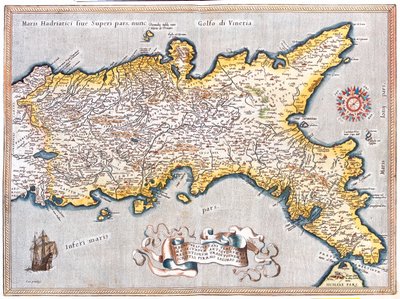 Południowe Lacjum, południowa Marche, Abruzja, Molise, Kampania, Apulia, Basilicata Kalabria, Włochy autorstwa Abraham Ortelius
