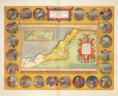 Peregrynacje Abrahama, z „Theatrum Orbis Terrarum”, 1603 (kolorowa rycina) autorstwa Abraham Ortelius