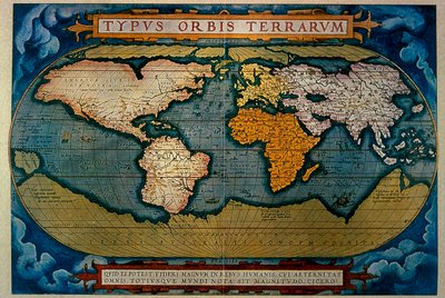 Planisphere, kartografia Anversy, 1571 autorstwa Abraham Ortelius