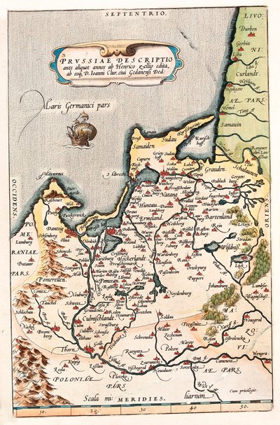 Thietmarsiae, Holsaticae partie regionalne typus Geografia terytorium Polski Północnej z miastem Dantzig (Dantzig, Gdańsk). autorstwa Abraham Ortelius