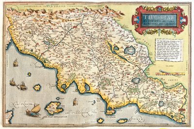 Toskania, zachodnio-południowa Emilia-Romania, Umbria, północne Lacjum, Włochy autorstwa Abraham Ortelius