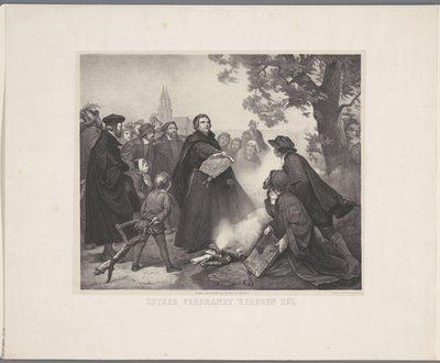 Luter pali byka Luter pali bullę papieża (tytuł na obiekcie) autorstwa Abraham Pieter Felix