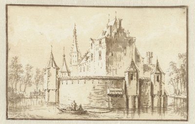 Dom Ter Does niedaleko Leiden, widok z lewej strony autorstwa Abraham Rademaker